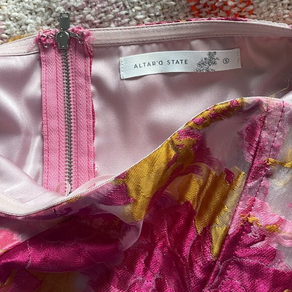 NWOT Altar'd State Floral Jacquard Peplum Corset Top - Picture 7 of 7